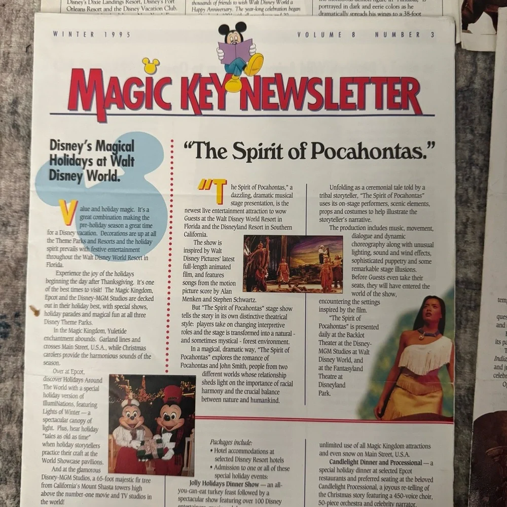 Disney Magic Key Newsletter Lot of 4 Issues 1994 & 1995‎ Vintage